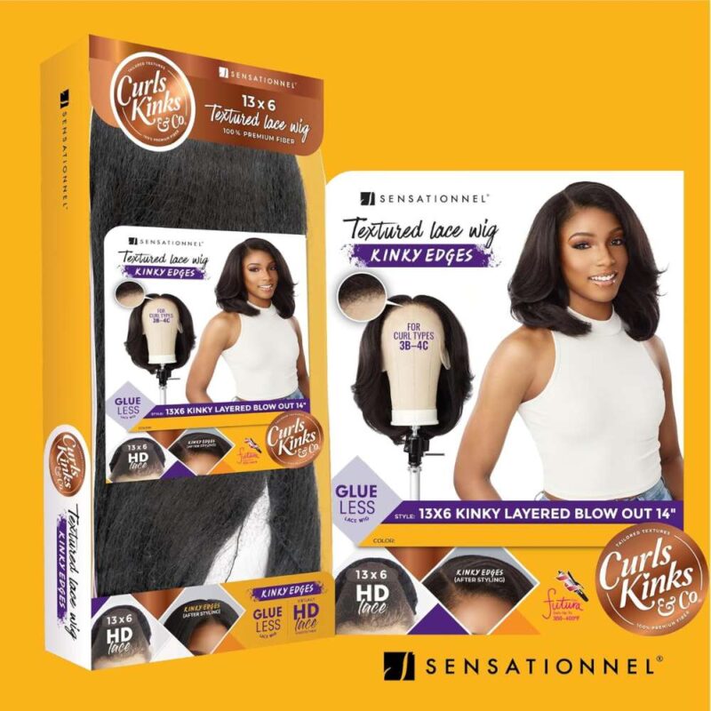 Sensationnel Kinky Edges 13x6 HD Lace Wig - Kinky Layered Blow Out 14" - Image 8