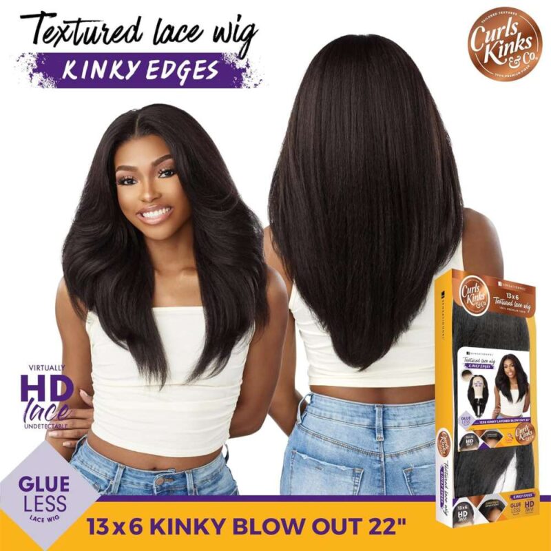 Sensationnel Kinky Edges 13x6 HD Lace Wig - Kinky Layered Blow Out 22" - Image 4